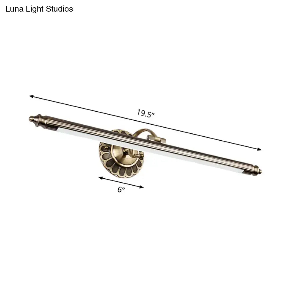 Vintage brushed brass metallic sconce wall light with fluted base and led tube for bedroom lighting maximum bulb wattage included