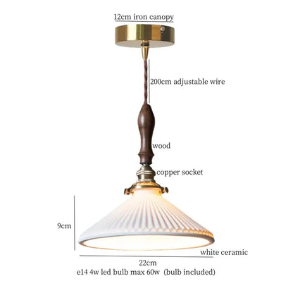 Vintage ceramic led pendant light with white ceramic shade and brass finish iron canopy for kitchen decorbites decor