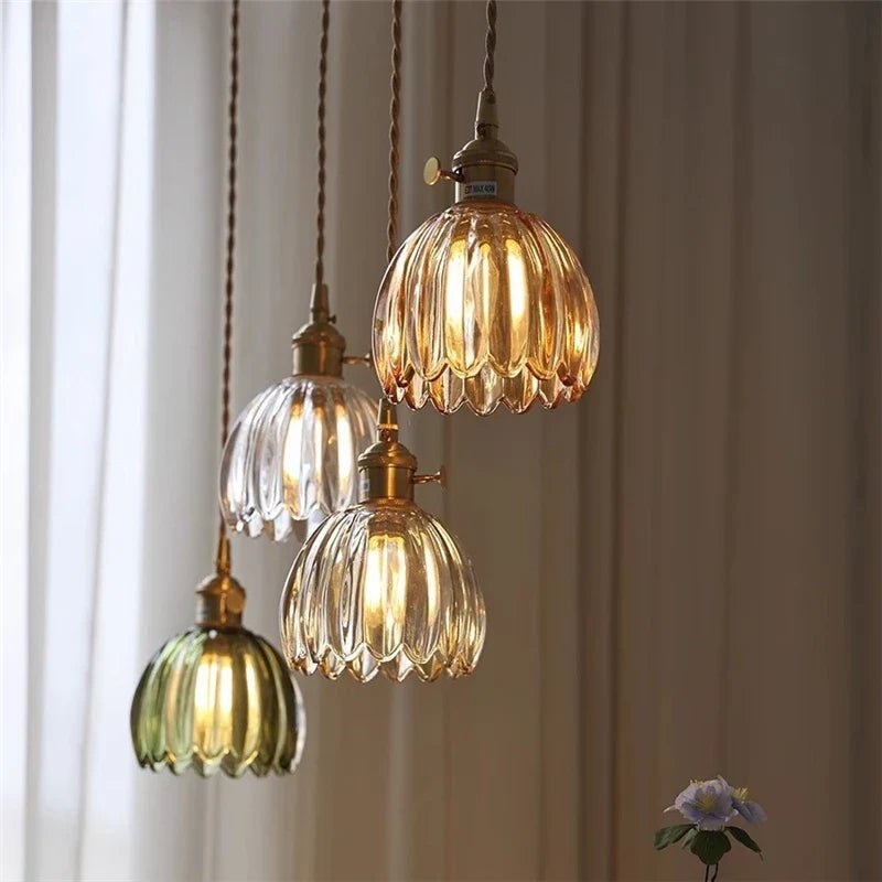 Vintage Champagne Glass Pendant Light With Iron Finish - Decorbites