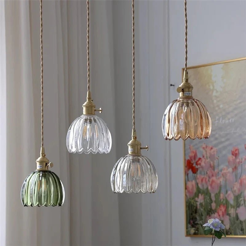 Vintage Champagne Glass Pendant Light With Iron Finish - Decorbites