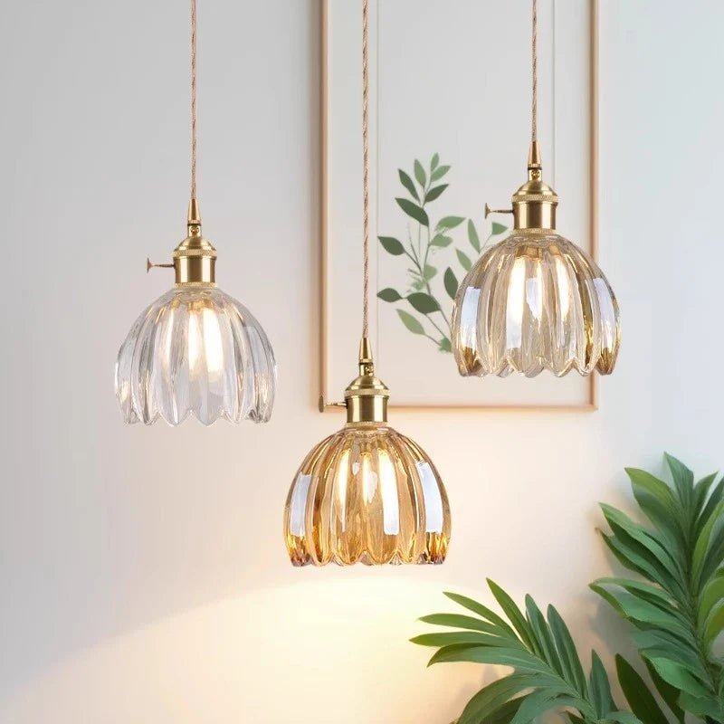 Vintage Champagne Glass Pendant Light With Iron Finish - Decorbites