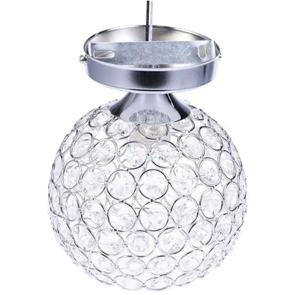 Vintage chrome crystal ball ceiling light featuring a spherical design with clear faceted crystals and chrome frame