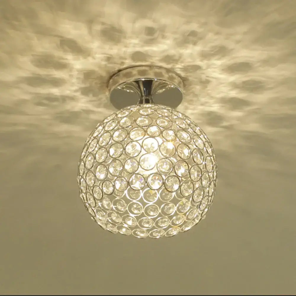Vintage chrome crystal ball ceiling light with faceted clear crystals and chrome mounting base for elegant decorbites crystal ball ceiling light decor