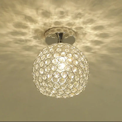 Vintage chrome crystal ball ceiling light with faceted clear crystals and chrome mounting base for elegant decorbites crystal ball ceiling light decor
