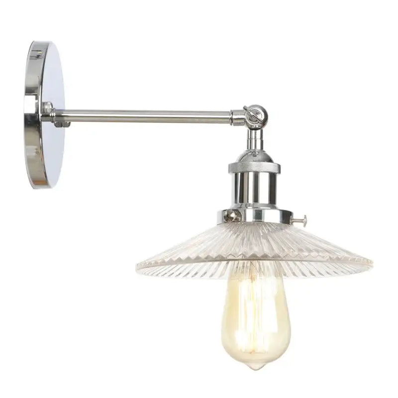 Vintage chrome led wall light with faceted glass sconce and exposed Edison bulb for bedroom decorbites chrome led wall use