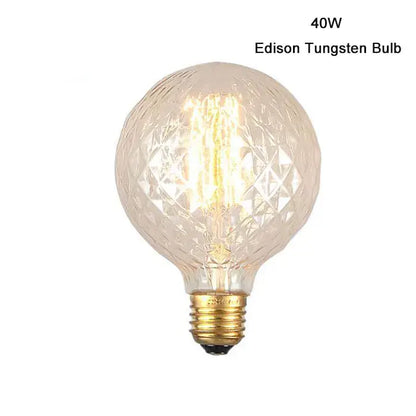Vintage clear and faceted globe edison bulb with brass base 40w tungsten for living room dimmable 4w led replacement