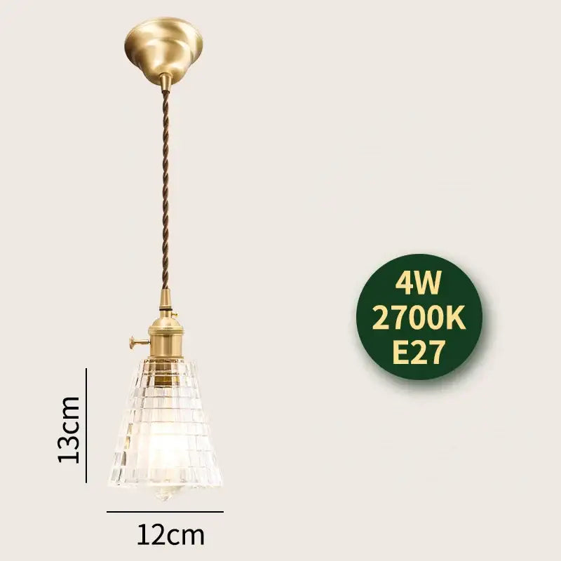 Vintage clear and red glass pendant light with brass finish faceted crystal shade and twisted cord decorbites glass lamp