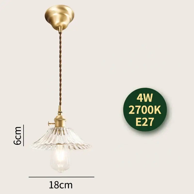 Vintage clear and red glass pendant light featuring a brass light fixture with a fluted glass shade decorbites glass lamp