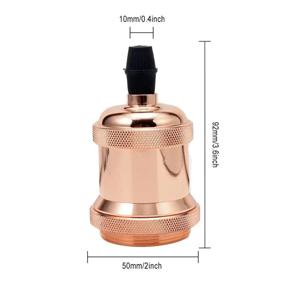 Rose gold vintage copper chrome e27 lamp base with a black textured cap for living room lighting