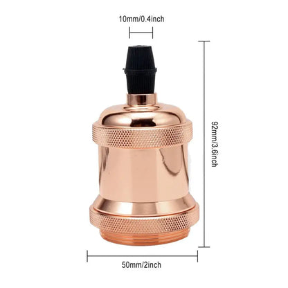 Rose gold vintage copper chrome e27 lamp base with a black textured cap for living room lighting