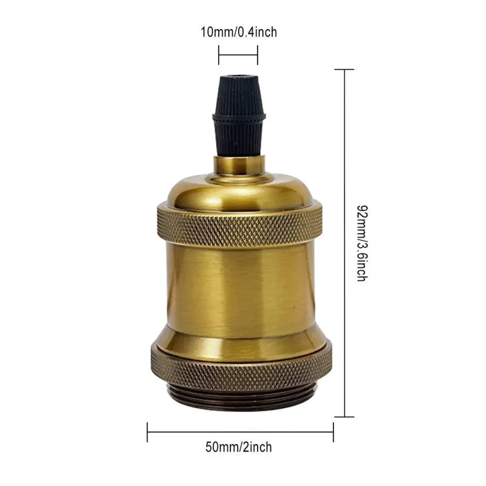 Vintage copper chrome e27 lamp base with brass socket and black textured cap for living room lighting use