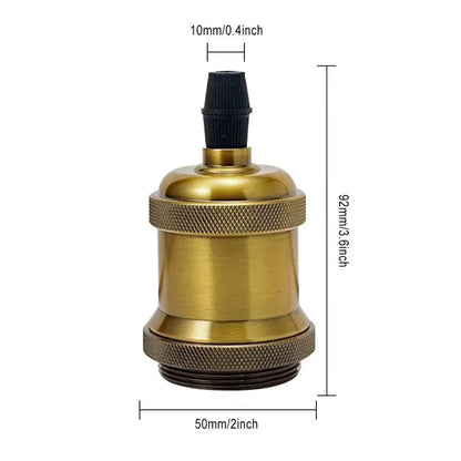 Vintage copper chrome e27 lamp base with brass socket and black textured cap for living room lighting use
