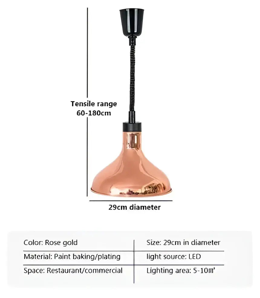 Rose gold copper stainless steel pendant light with flexible black gooseneck led for dining room lighting area