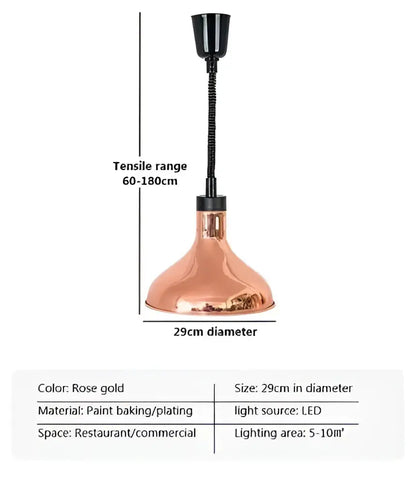 Rose gold copper stainless steel pendant light with flexible black gooseneck led for dining room lighting area