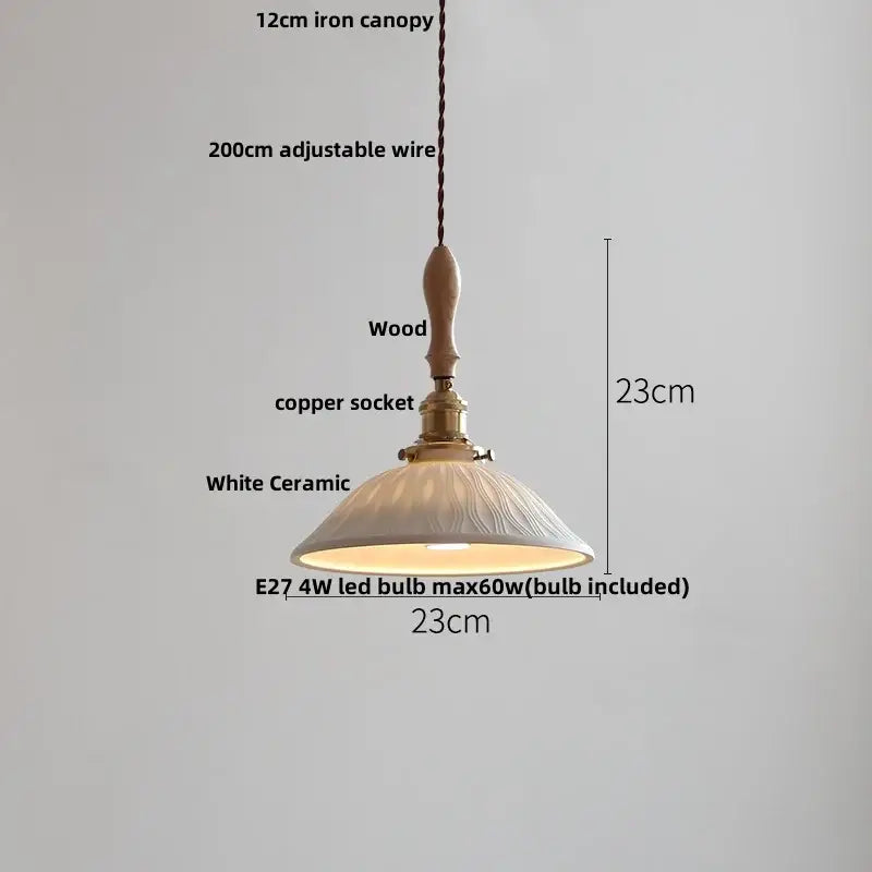 Vintage cream glass and brass adjustable led pendant light with white ceramic shade and copper socket for dining room decorbites adjustable led pendant