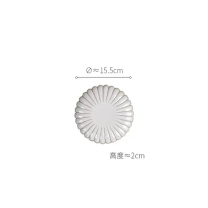 White ceramic plate with delicate fluted edge 15.5 cm diameter for vintage cream scalloped dining table set