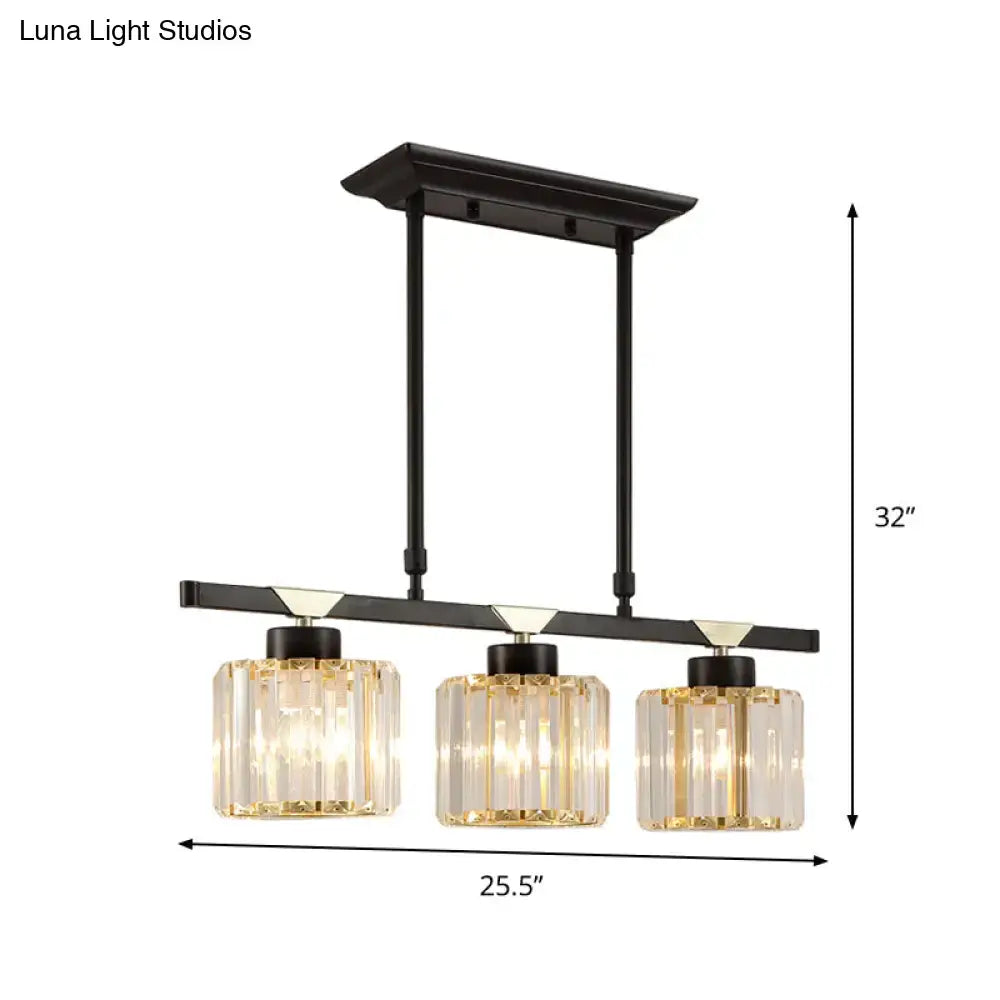 Black metal chandelier with three crystal glass shades by decorbites for dining room compatible with led incandescent fluorescent 220v-240v