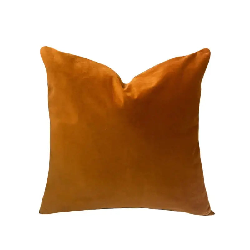A plush square mustard-yellow velvet cushion cover complementing decorbites fox fur cushion for living room decor