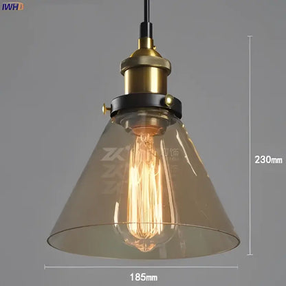 Vintage dark glass pendant lights set of 4 with brass accents and amber glass pendant housing exposed edison bulbs