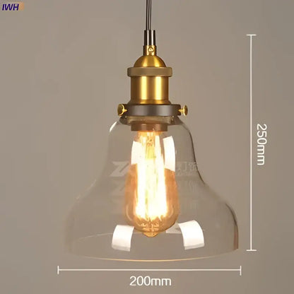 Vintage glass pendant lights set of 4 with clear bell-shaped shades and brass accents for dining room lighting