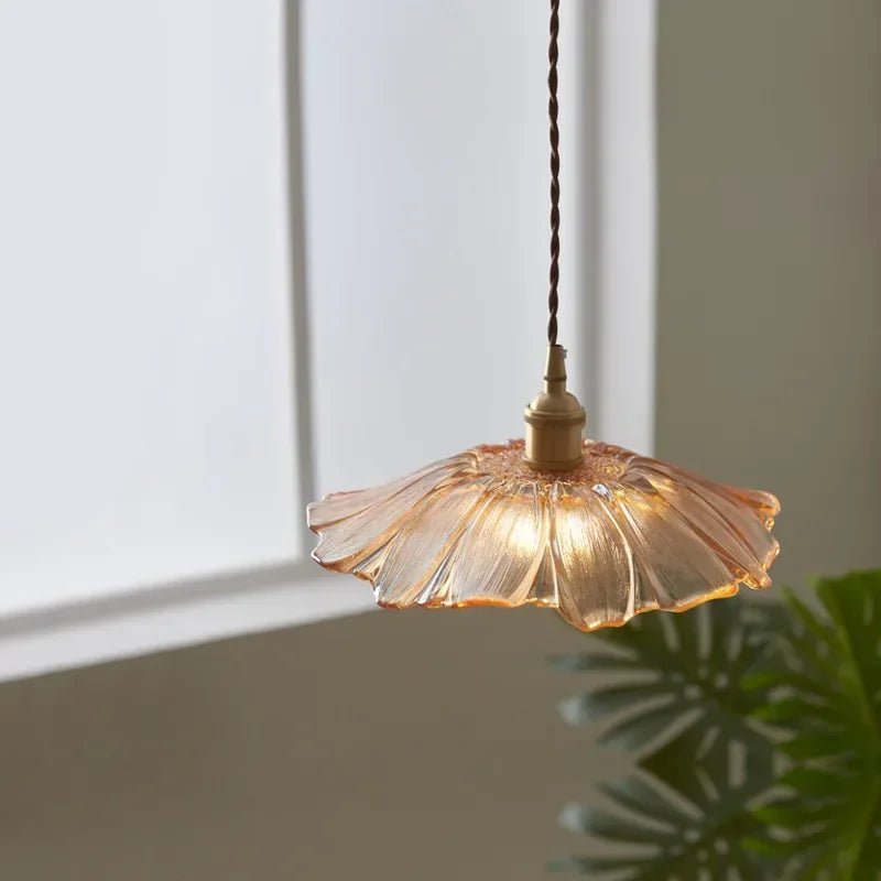 Vintage Flower Glass Pendant Light Fixture - Decorbites