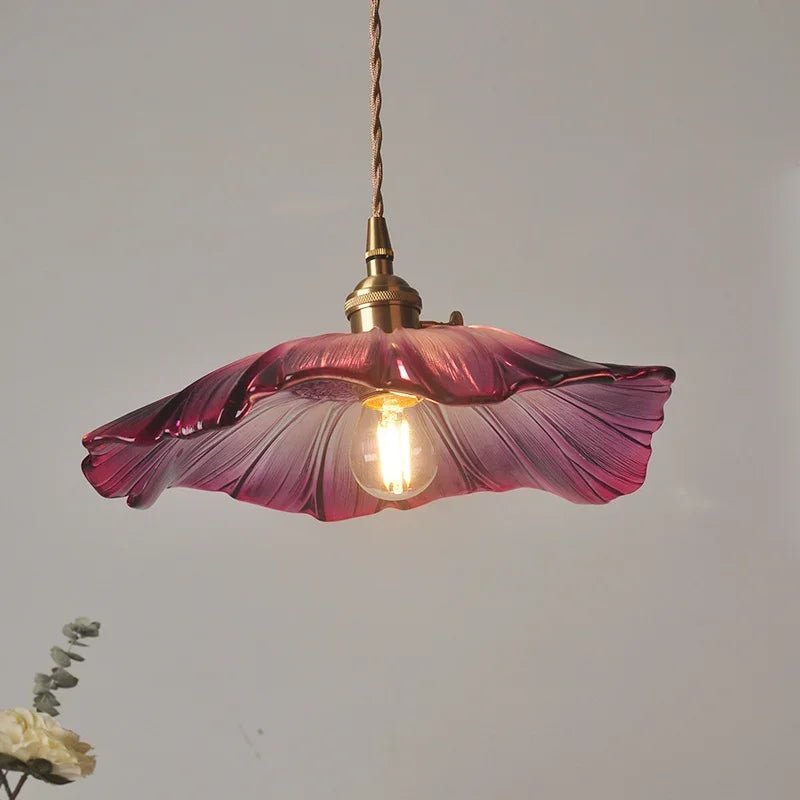 Vintage Flower Glass Pendant Light Fixture - Decorbites