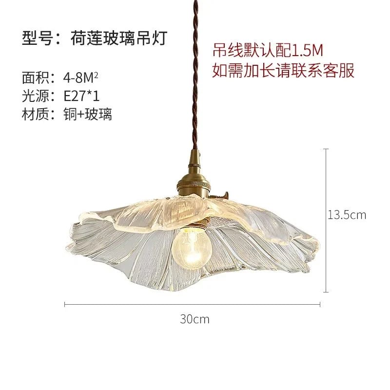 Vintage Flower Glass Pendant Light Fixture - Decorbites