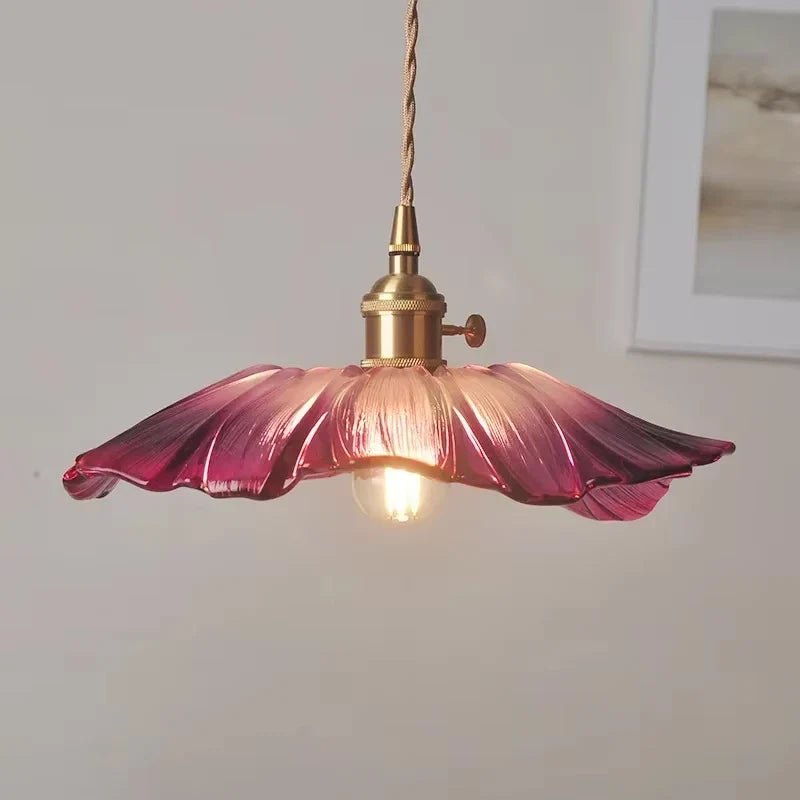 Vintage Flower Glass Pendant Light Fixture - Decorbites