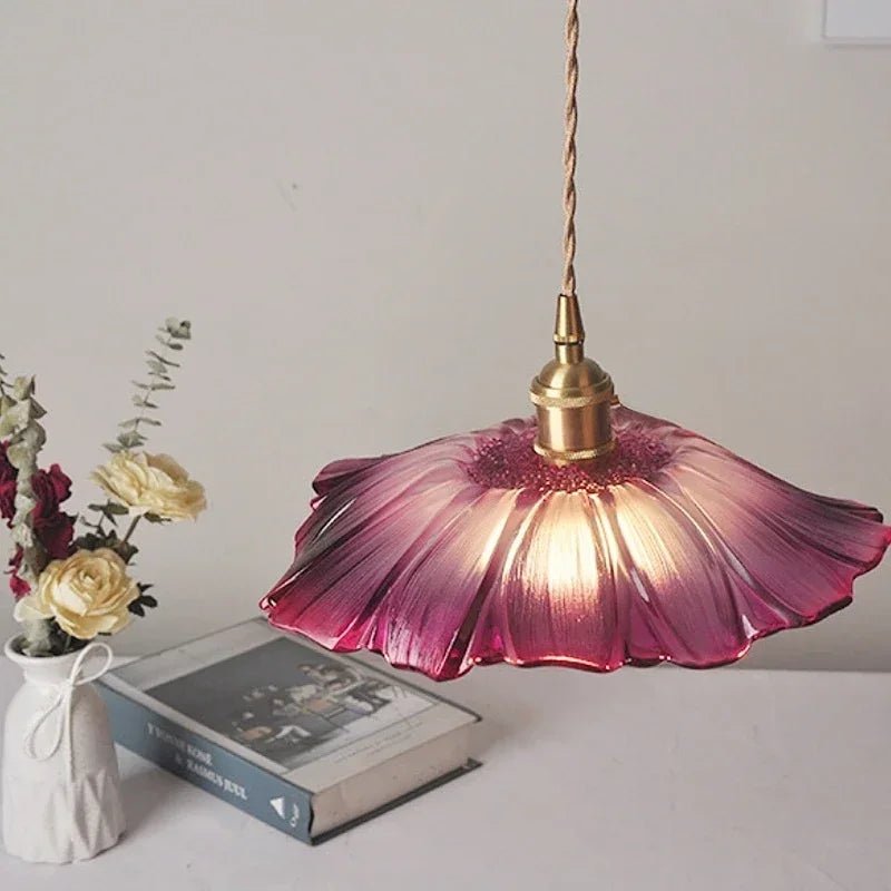 Vintage Flower Glass Pendant Light Fixture - Decorbites