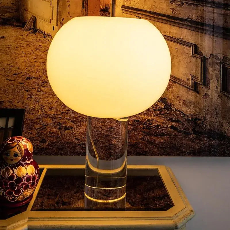 Vintage decorbites buds table lamp with a warm glowing spherical glass shade and translucent glass base for bedroom decor