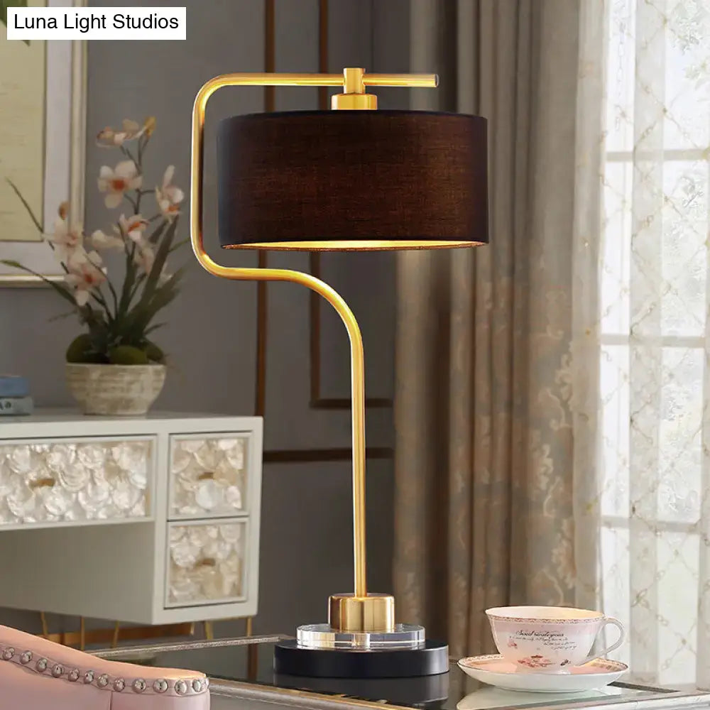 Gold finished table lamp with clear acrylic base and dark brown drum shade for living room 220v-240v use