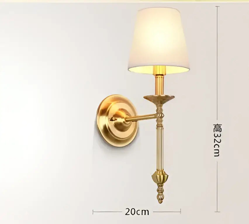 Vintage gold and cream led wall sconce with fabric shade for living room lighting by decorbites copper vintage