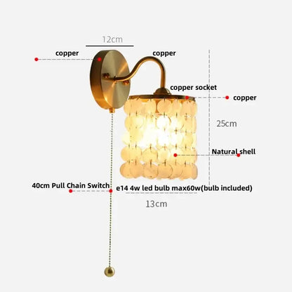 Copper finished wall light with cascading natural shell discs vintage gold crystal wall light decorbites crystal vintage
