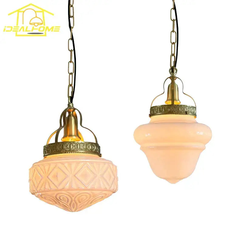 Vintage gold lustre glass pendant light with frosted peach shades and ornate brass hardware for dining room decorbites gold lustre