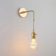 Brass decorbites vintage single-bulb bedside wall light with curved arm and shaded glass wall light fixture in gold