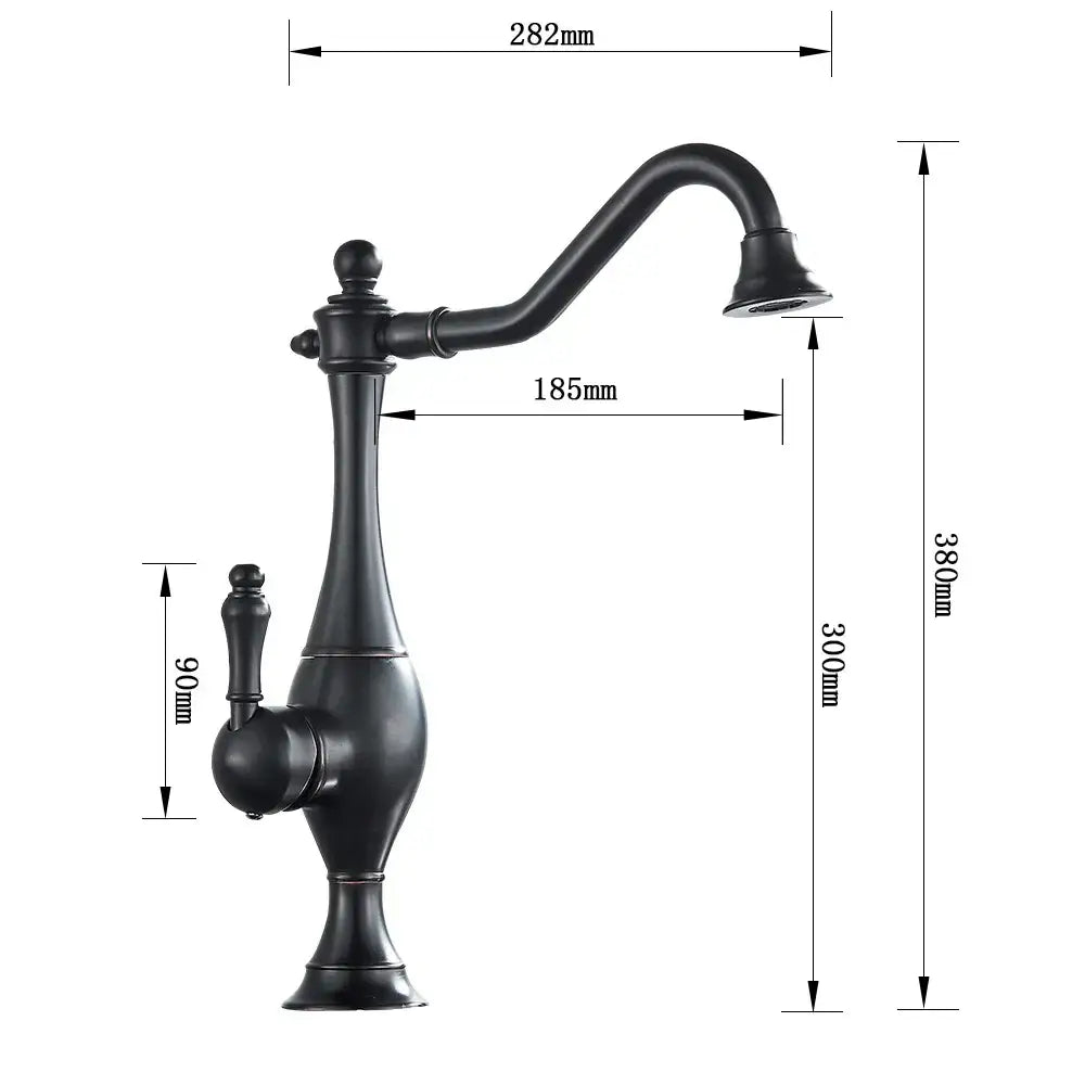 Black matte single handle basin faucet with curved spout and ornate handle for decorbites golden basin bathroom mixer tap