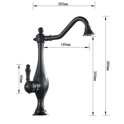 Black matte single handle basin faucet with curved spout and ornate handle for decorbites golden basin bathroom mixer tap