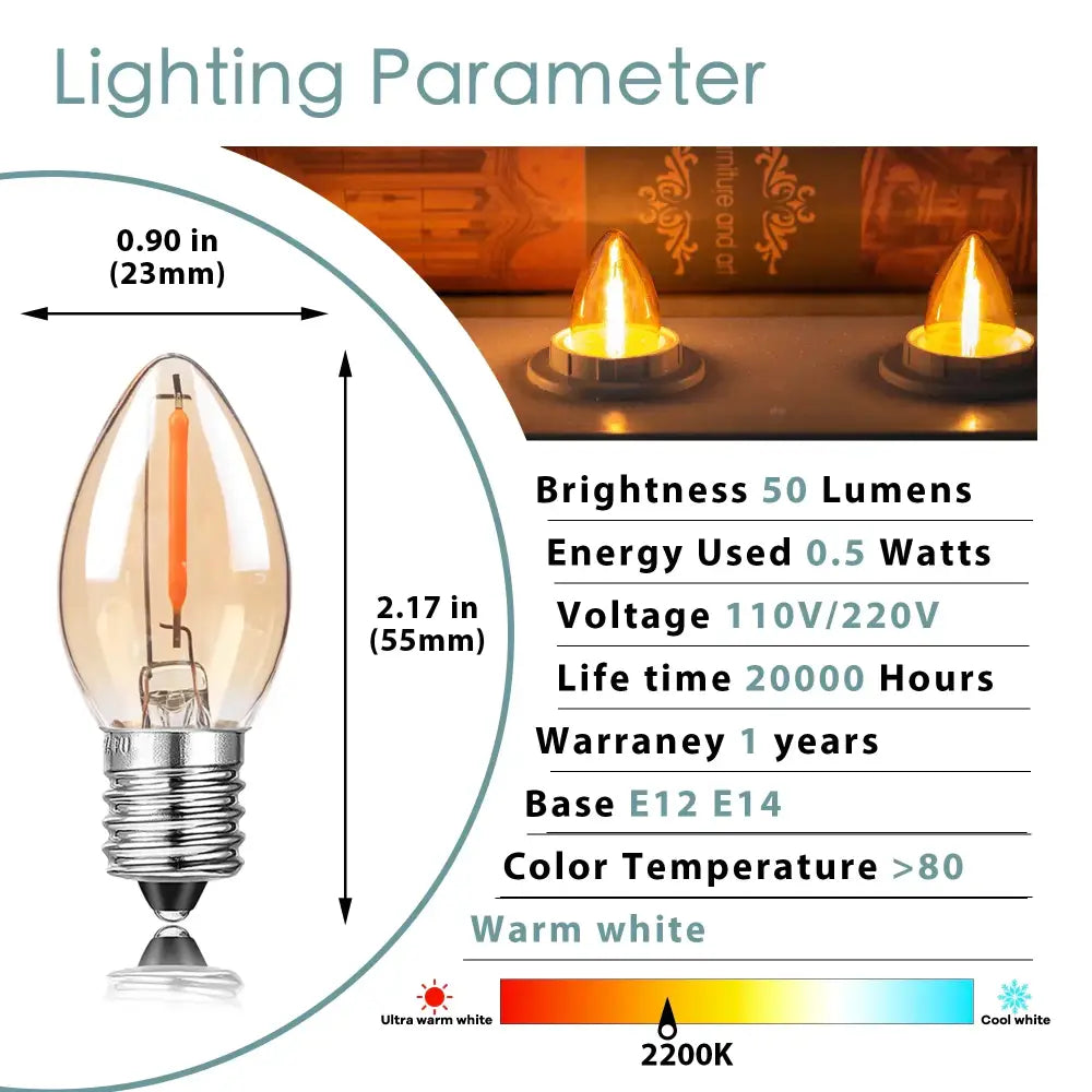 Warm white 0.9-inch tint glass led candle bulb with exposed filament for elegant vintage decorbites gold tint look