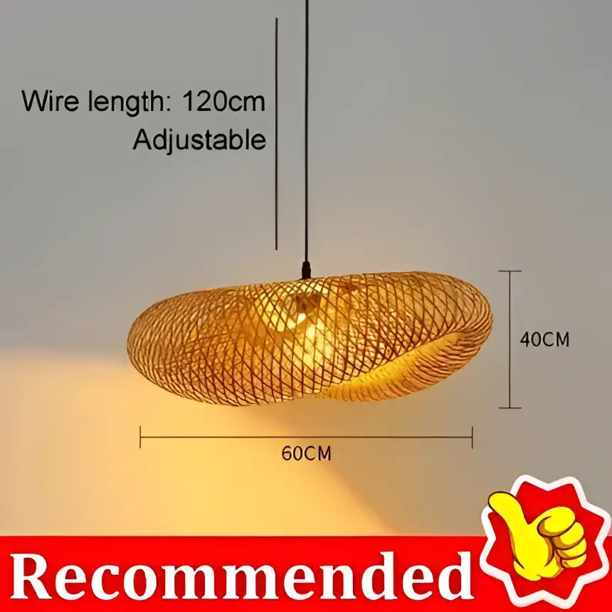 Vintage golden bamboo led pendant light with adjustable wire and warm ambient glow for dining room use