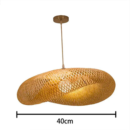 Vintage golden bamboo weave led pendant light with oval woven natural bamboo and intricate lattice design for dining room