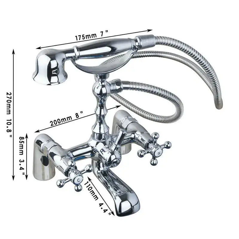 Vintage golden bathtub faucet with chrome finish detachable handheld showerhead and flexible metal hose decorbites golden bathtub