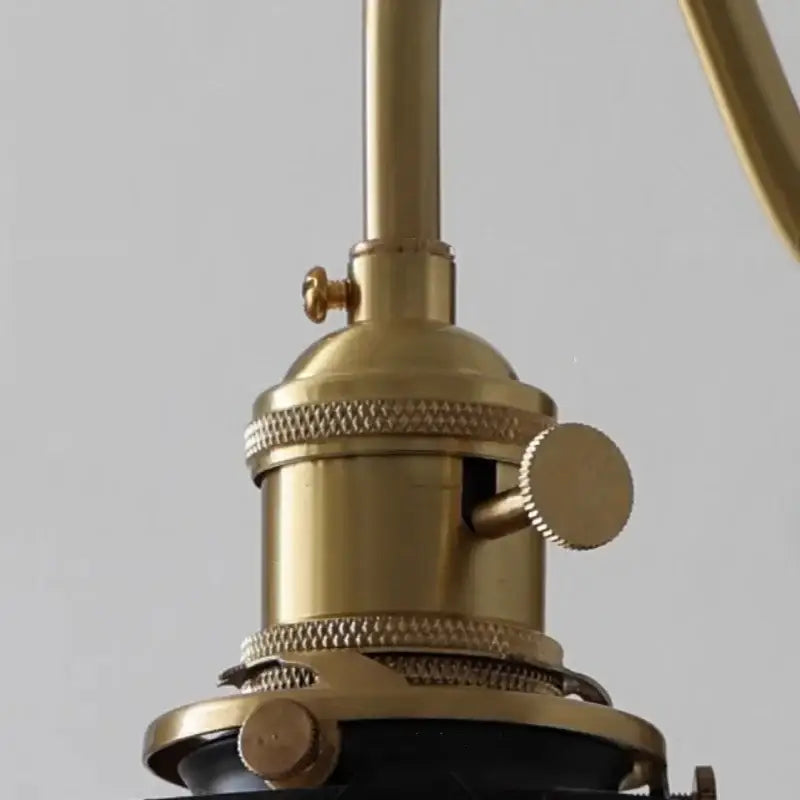 Vintage brass-finished wall sconce socket with textured ridged bands and adjustment knob for green glass led wall lighting