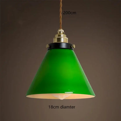 Vintage green glass pendant lamp with brass and black metal accents ideal as an edison vintage pendant lamp