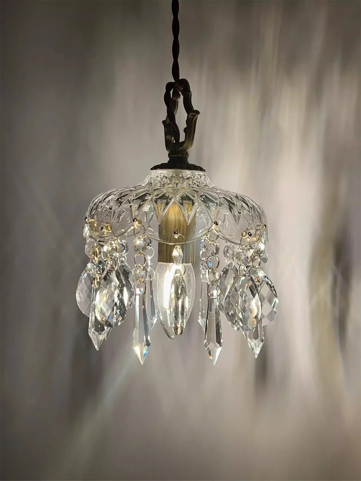 Vintage Green Glass Pendant Light With Brass Details - Decorbites