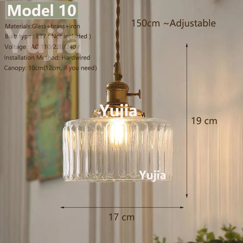 Vintage Green Glass Pendant Light With Brass Details - Decorbites