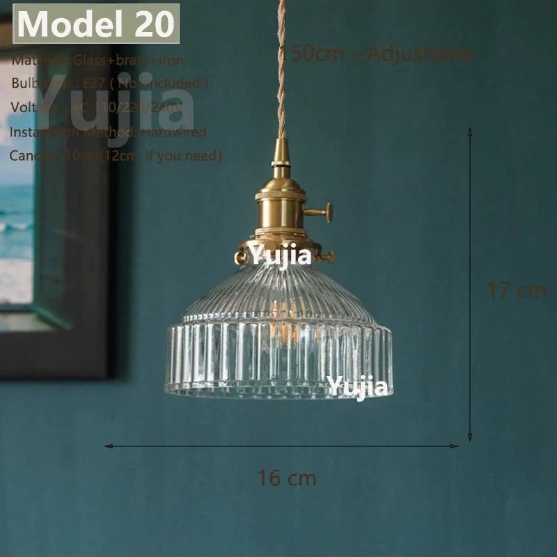 Vintage Green Glass Pendant Light With Brass Details - Decorbites