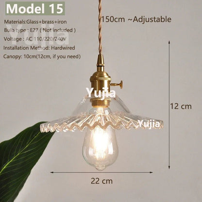 Vintage Green Glass Pendant Light With Brass Details - Decorbites