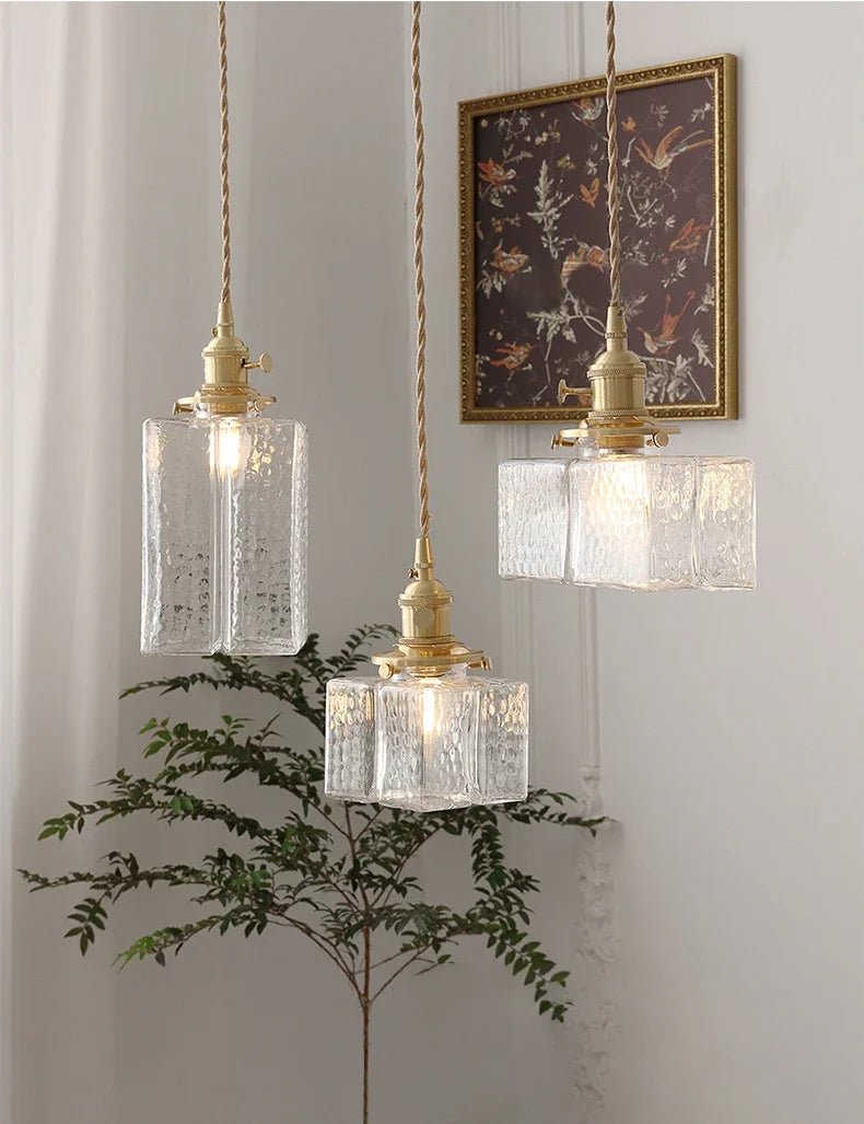 Vintage Green Glass Pendant Light With Brass Details - Decorbites