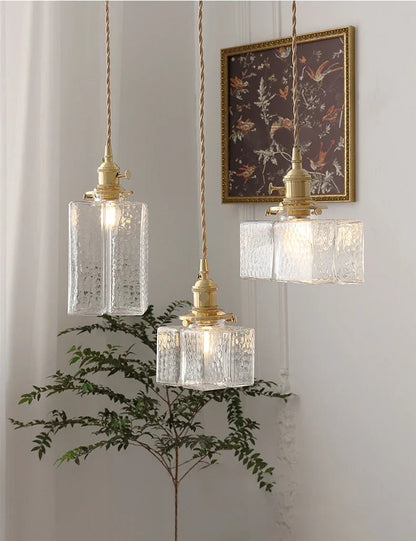 Vintage Green Glass Pendant Light With Brass Details - Decorbites