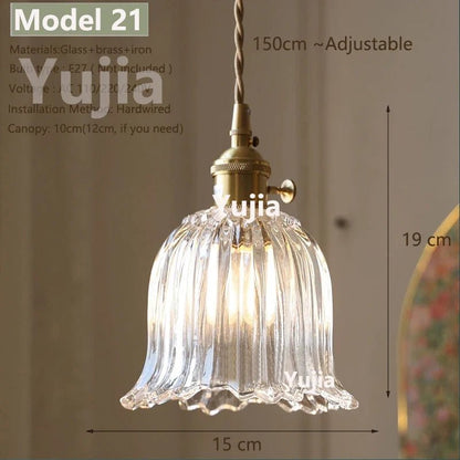 Vintage Green Glass Pendant Light With Brass Details - Decorbites